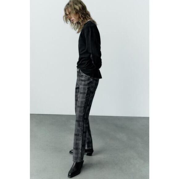 NWT ZARA New Straight Fit Printed Mid-Rise Jean Sz 0 - Picture 2 of 11